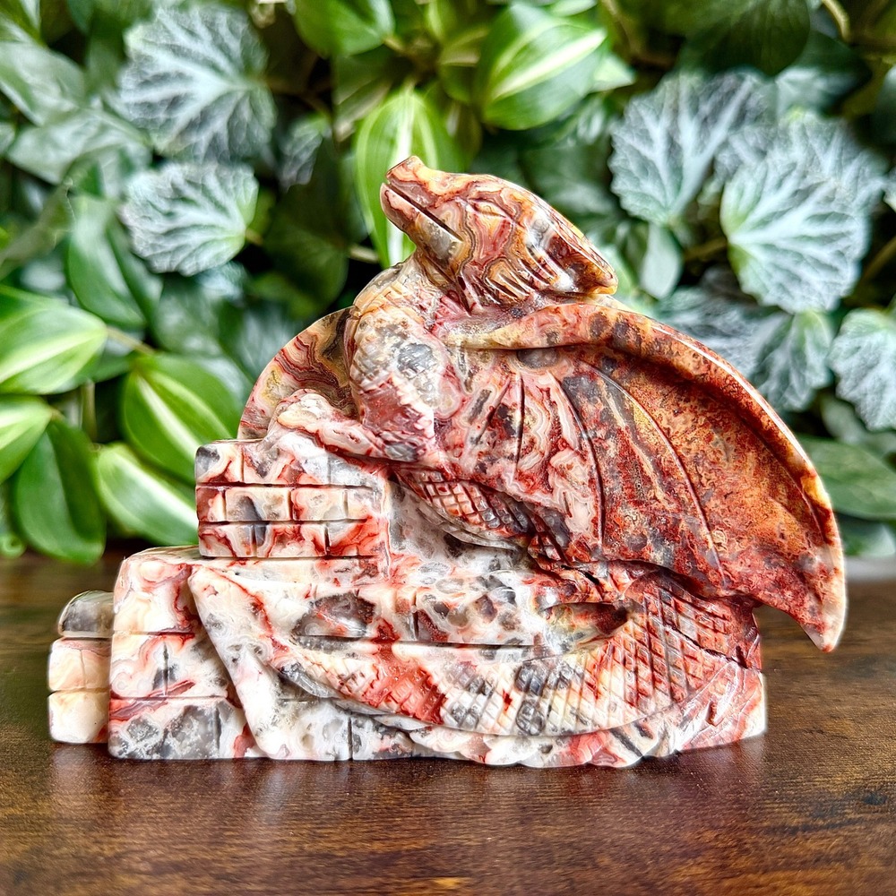Crazy Lace Agate Dragon | Natural Gemstone Crystal Figurine Carving - Picture 2 of 16